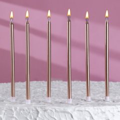 Свечи декоративные Шампань металлик 13 см 6 шт 7597554